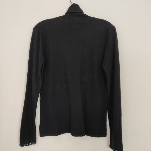 Scriba Women's Sweater Size L Black Blue Beads Warm Viscose Angora Rabbit Hair - Picture 4 of 7